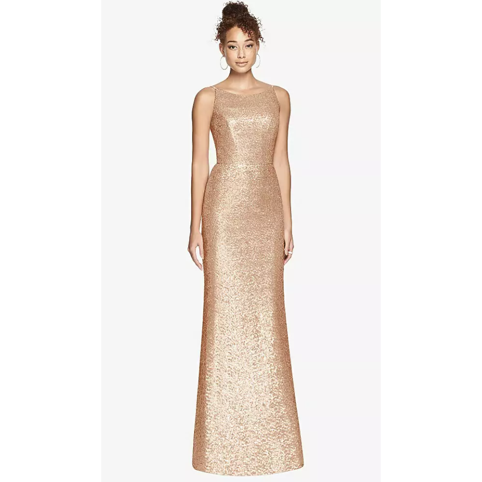 New! Dessy Collection Women's Size 0 Elle Sequin Rose Gold Gown Dress I24-19